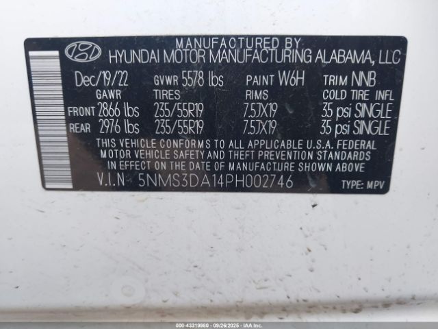 2023 HYUNDAI SANTA FE HYBRID 5NMS3DA14PH002746 Photo 8