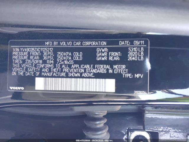 2012 VOLVO XC70 YV4902BZXC1125212 Photo 8