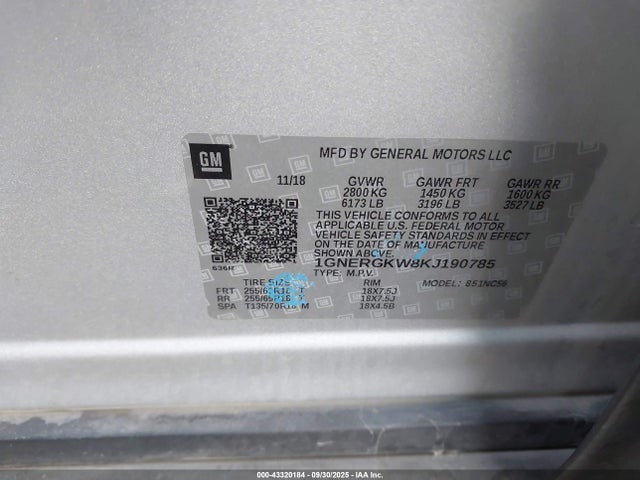 1GNERGKW8KJ190785 Chevrolet lfy - spark ignited direct injection, atss, gen 1