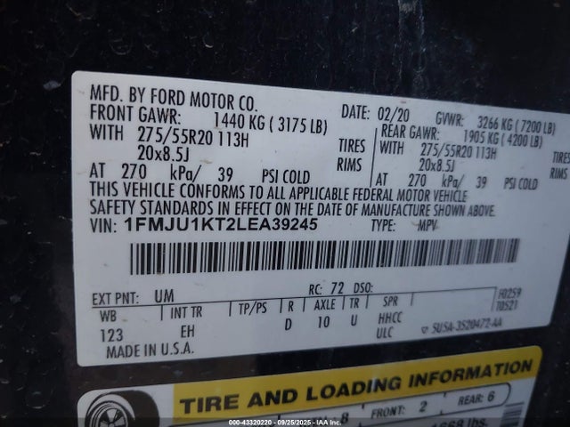 Ford 3.5l gtdi 2020 1FMJU1KT2LEA39245 Image 9
