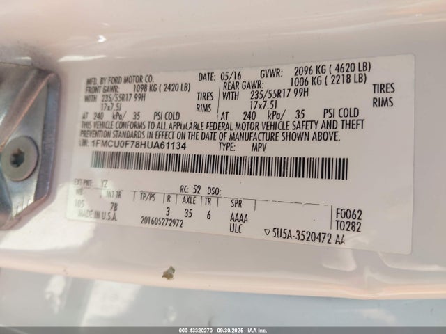 1FMCU0F78HUA61134 Ford 2.5l i-vct