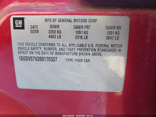 2008 CADILLAC CTS 1G6DV57V280176337 Photo 8