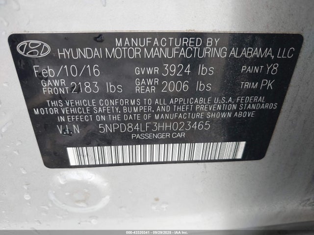 Hyundai ELANTRA SE 2017 5NPD84LF3HH023465 Image 9