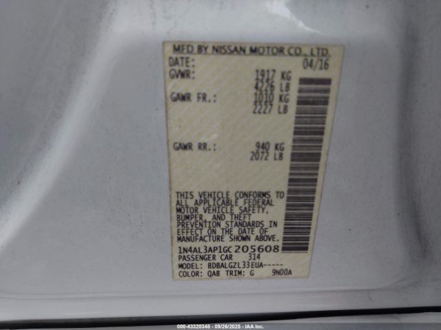 2016 NISSAN ALTIMA 1N4AL3AP1GC205608 Photo 8