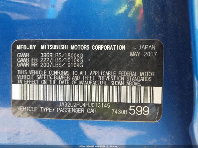 2017 MITSUBISHI LANCER JA32U2FU4HU013145 Photo 8