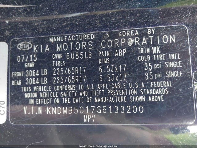 KIA dohc gdi lambda ii 2016 KNDMB5C17G6133200 Image 9