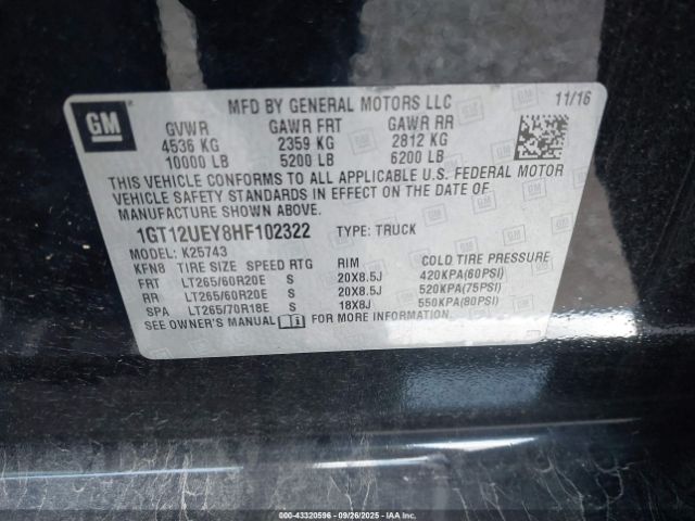 2017 GMC SIERRA 2500HD 1GT12UEY8HF102322 Photo 8