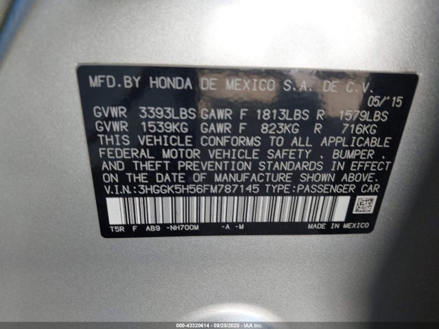3HGGK5H56FM787145 Honda l15b1