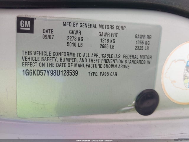 2008 CADILLAC DTS 1G6KD57Y98U128539 Photo 8