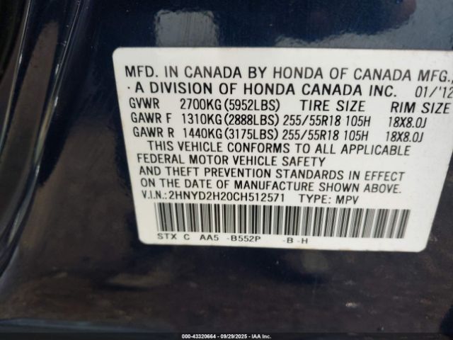 2012 ACURA MDX 2HNYD2H20CH512571 Photo 8