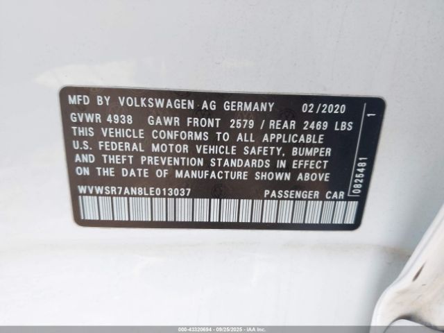2020 VOLKSWAGEN ARTEON WVWSR7AN8LE013037 Photo 8