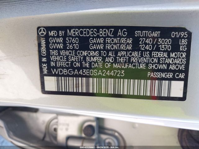 1995 MERCEDES-BENZ S WDBGA43E0SA244723 Photo 8