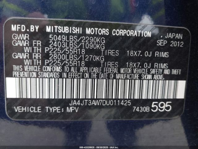2013 MITSUBISHI OUTLANDER JA4JT3AW7DU011425 Photo 8
