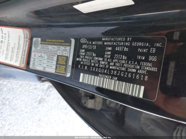 2018 KIA OPTIMA 5XXGU4L38JG261618 Photo 8