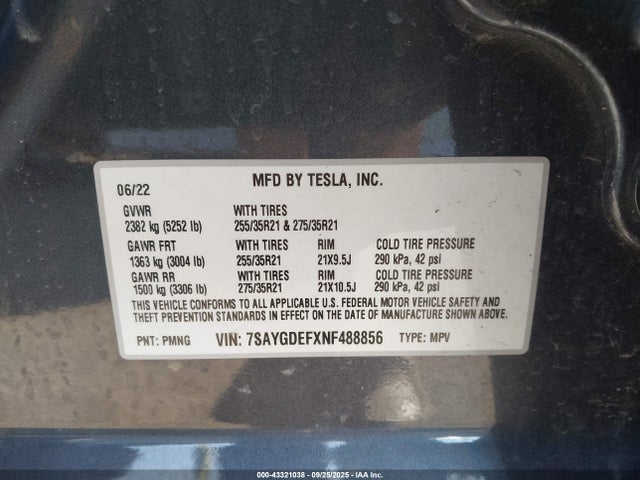2022 TESLA MODEL Y 7SAYGDEFXNF488856 Photo 8