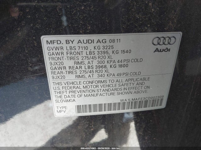 2012 AUDI Q7 WA1LMAFE3CD002309 Photo 8