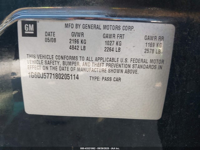 2008 CADILLAC CTS 1G6DJ577180205114 Photo 8