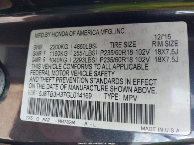 2016 ACURA RDX 5J8TB3H37GL014169 Photo 8