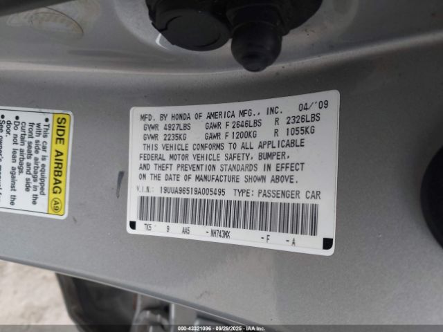 2009 ACURA TL 19UUA96519A005495 Photo 8