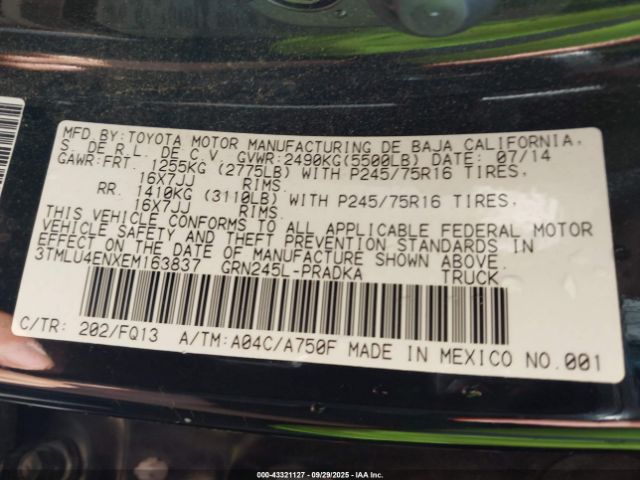 2014 TOYOTA TACOMA 3TMLU4ENXEM163837 Photo 8