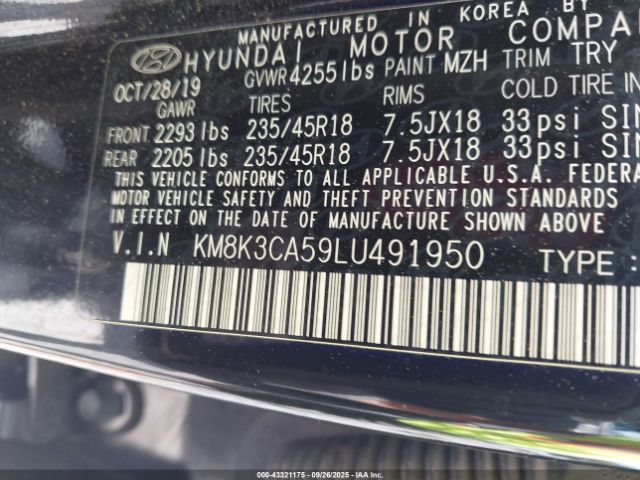 2020 HYUNDAI KONA KM8K3CA59LU491950 Photo 8