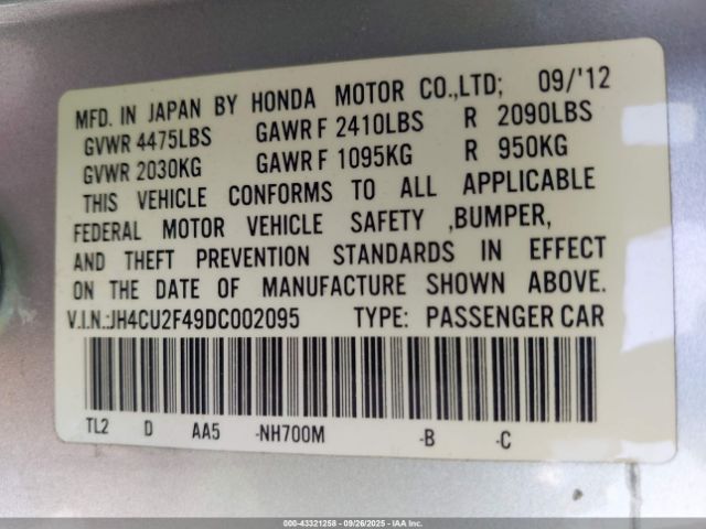 2013 ACURA TSX JH4CU2F49DC002095 Photo 8