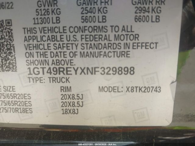 2022 GMC SIERRA 2500HD 1GT49REYXNF329898 Photo 8