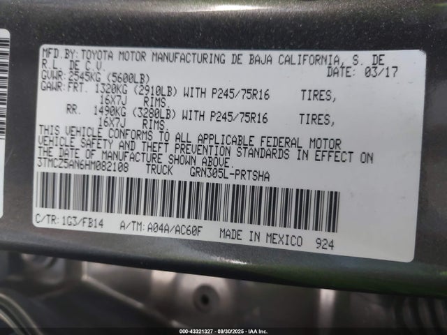Toyota 2gr-fks 2017 3TMCZ5AN6HM082108 Image 9