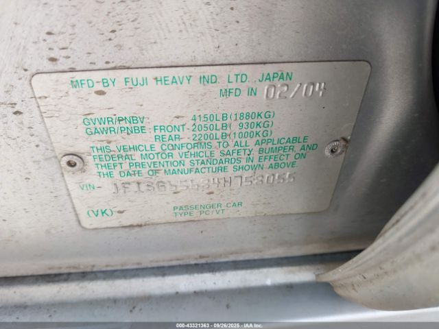 2004 SUBARU FORESTER JF1SG65684H758055 Photo 8