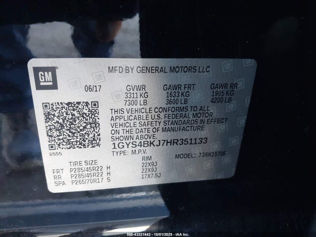 2017 CADILLAC ESCALADE 1GYS4BKJ7HR351133 Photo 8
