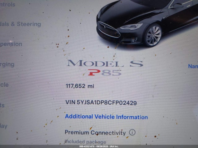 2012 TESLA MODEL S 5YJSA1DP8CFP02429 Photo 6