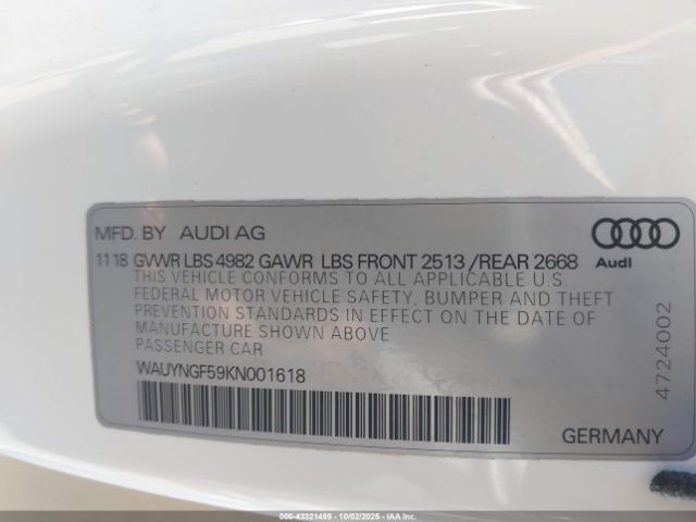 2019 AUDI A5 WAUYNGF59KN001618 Photo 8