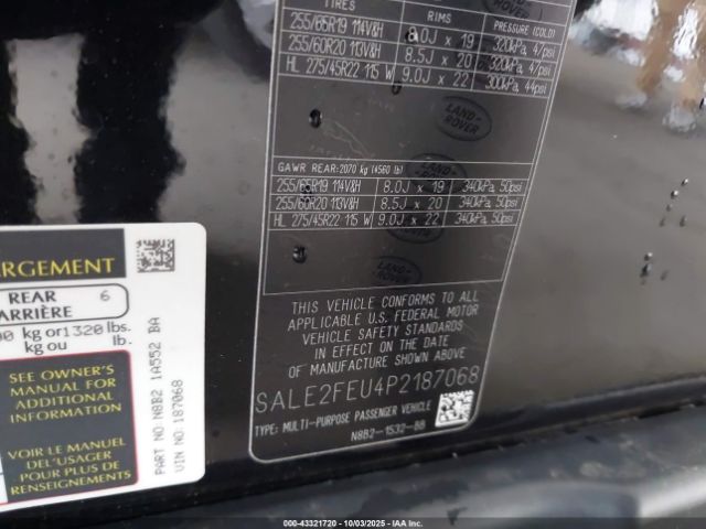 2023 LAND ROVER DEFENDER SALE2FEU4P2187068 Photo 8