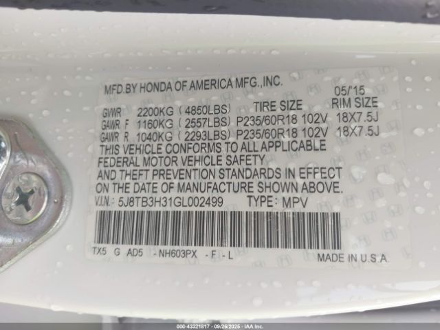 2016 ACURA RDX 5J8TB3H31GL002499 Photo 8