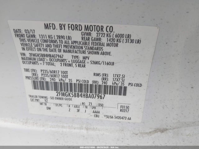 Ford Flex 2017 2FMGK5B84HBA07967 Image 9