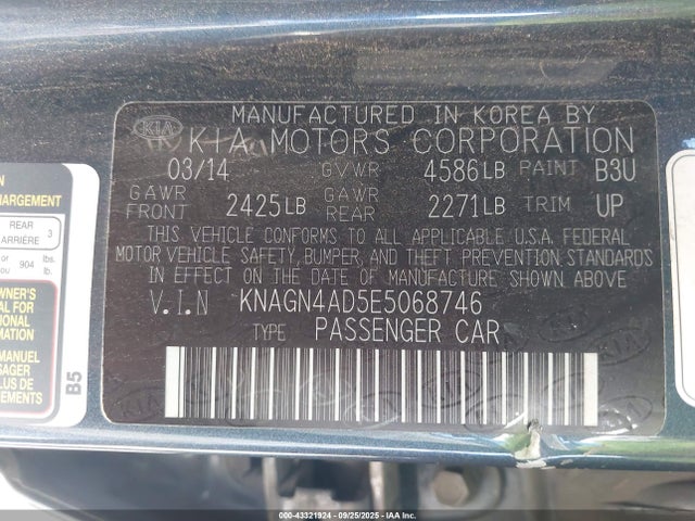 KIA dohc mpi theta ii 2014 KNAGN4AD5E5068746 Image 9
