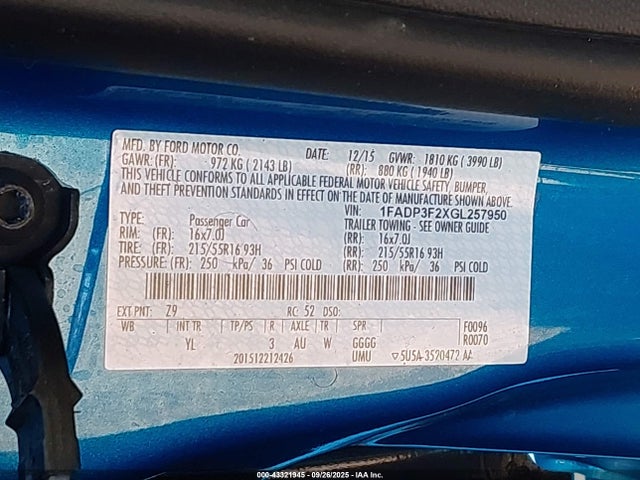 Ford Focus 2016 1FADP3F2XGL257950 Image 9