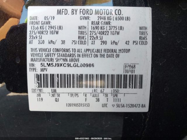 2020 LINCOLN AVIATOR 5LM5J9XC9LGL00986 Photo 8