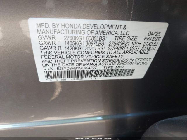 2025 ACURA MDX 5J8YD8H81SL004027 Photo 8