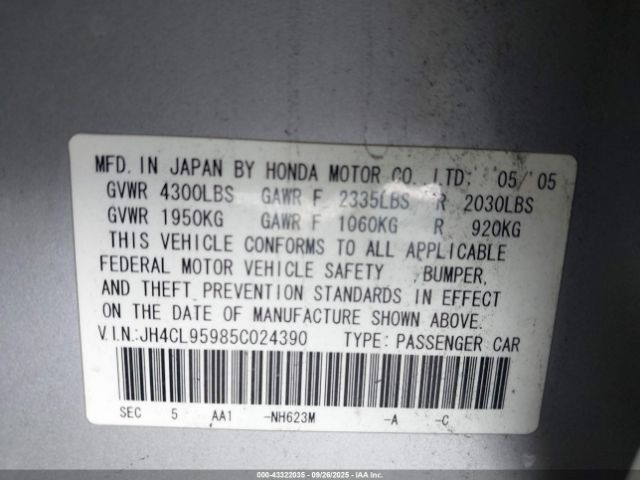 2005 ACURA TSX JH4CL95985C024390 Photo 8