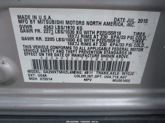 2015 MITSUBISHI OUTLANDER SPORT 4A4AR3AU7FE044529 Photo 8