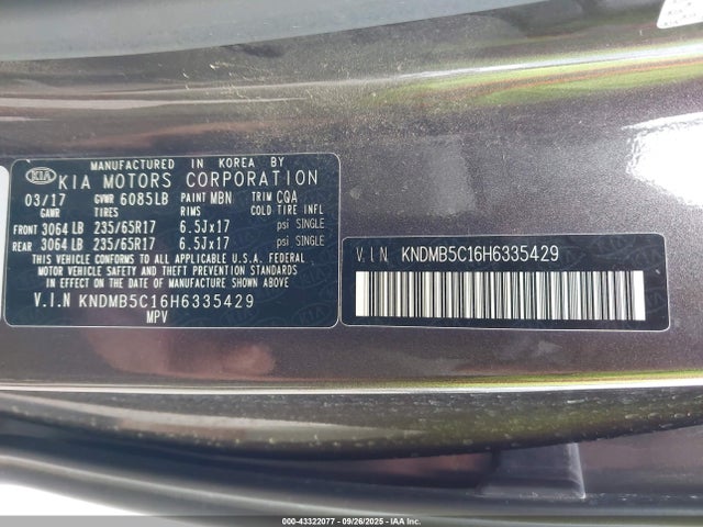KIA Sedona 2017 KNDMB5C16H6335429 Image 9