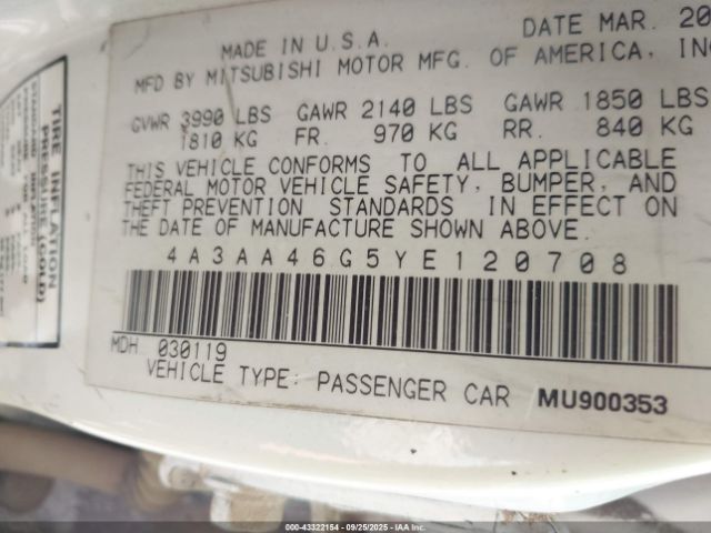 2000 MITSUBISHI GALANT 4A3AA46G5YE120708 Photo 8