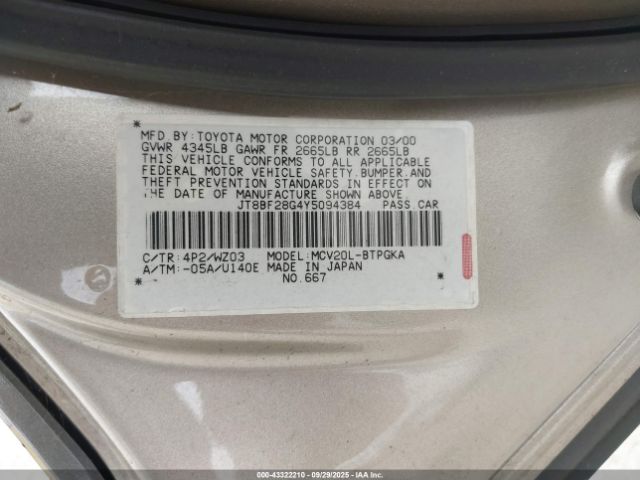 2000 LEXUS ES 300 JT8BF28G4Y5094384 Photo 8