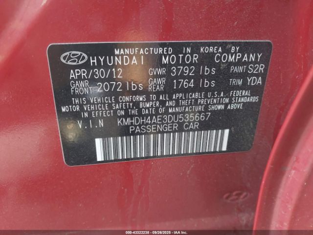 2013 HYUNDAI ELANTRA KMHDH4AE3DU535667 Photo 8