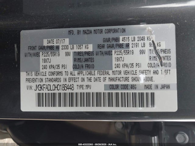 Mazda py 2017 JM3KFADL0H0186448 Image 9