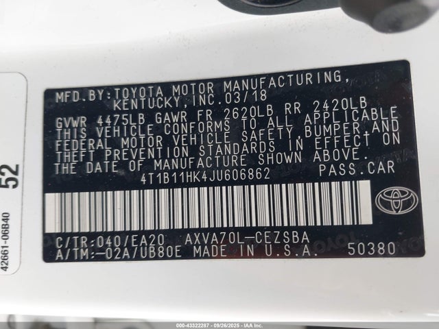 4T1B11HK4JU606862 Toyota a25a-fks