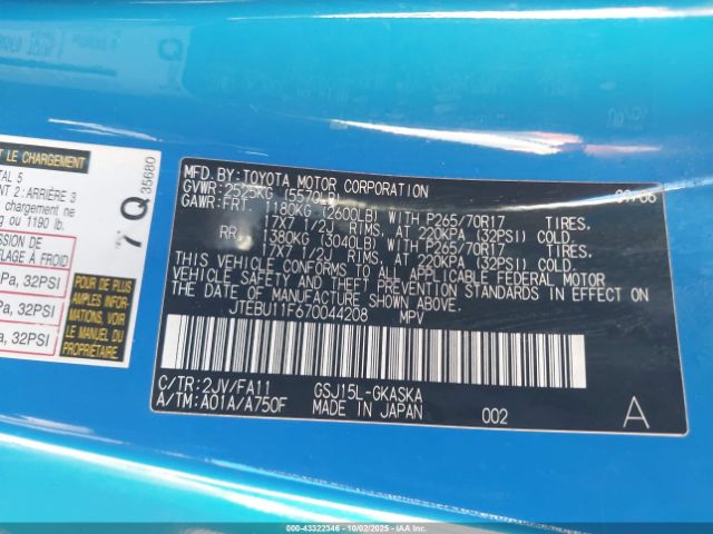 2007 TOYOTA FJ CRUISER JTEBU11F670044208 Photo 8