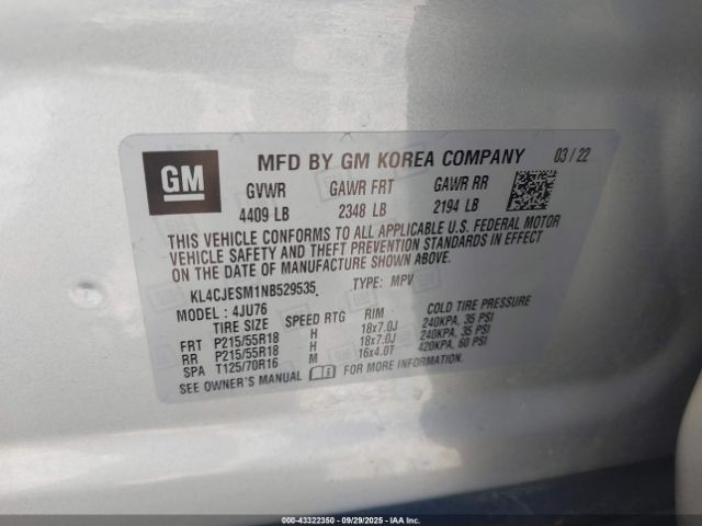 2022 BUICK ENCORE KL4CJESM1NB529535 Photo 8