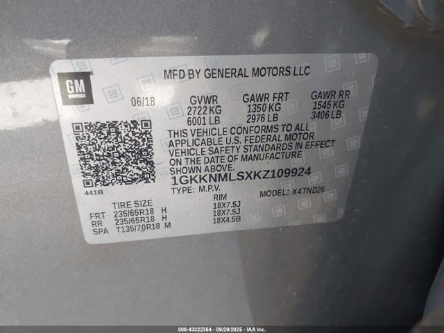 2019 GMC ACADIA 1GKKNMLSXKZ109924 Photo 8